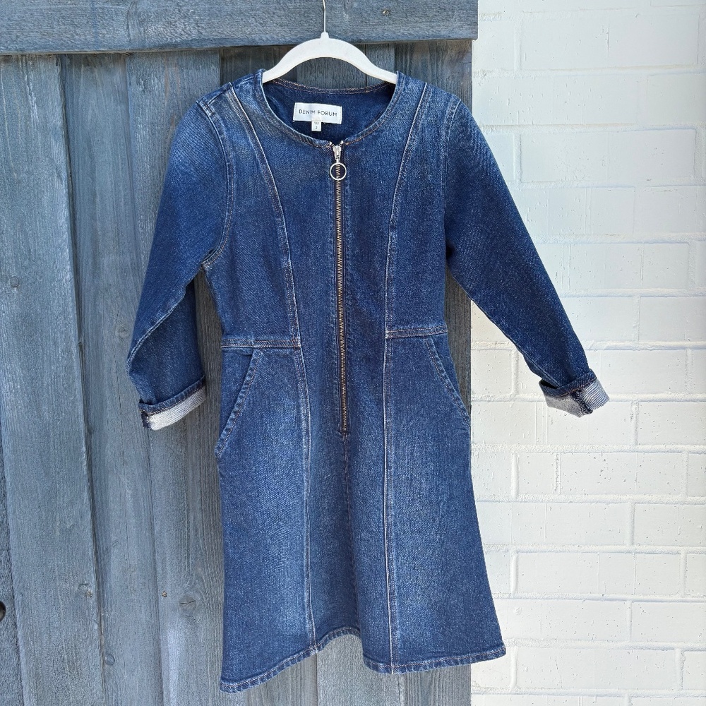 DEMIN ZIP UP LONG SLEEVE DRESS- SIZE 2